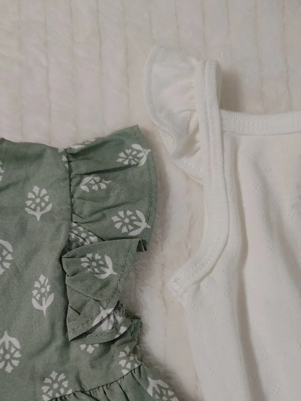 3 PC Set Carter's Green Floral Top, Bloomer & White Bodysuit Set